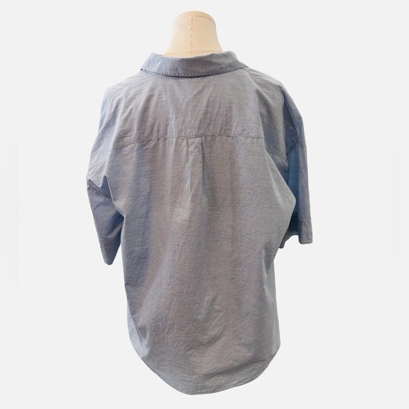 Women's Light Blue Collared Top - Picture 3 of 4